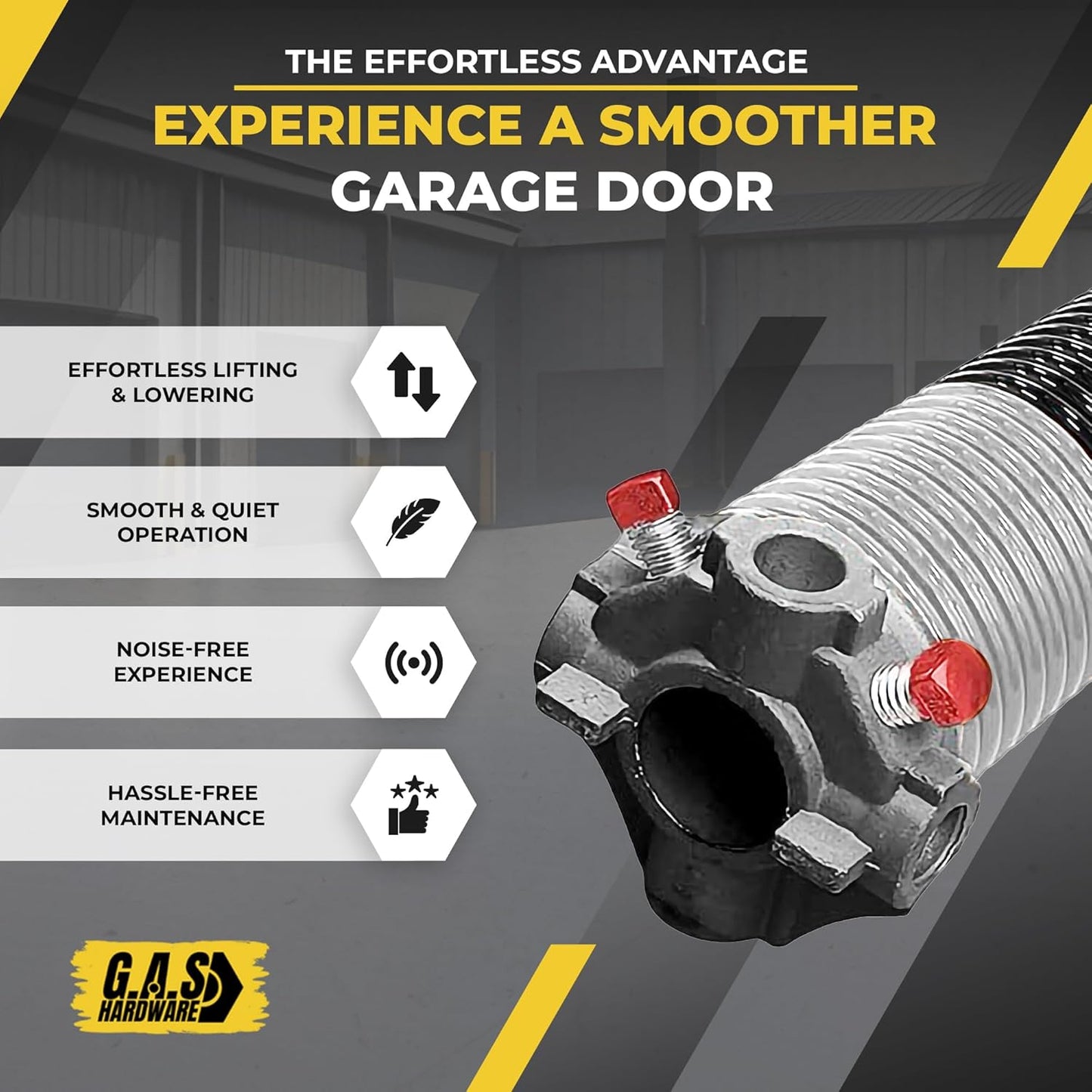 Garage Door Torsion Spring 218x2x24 Torsion Spring for Right Side of Garage Door with 1" Steel Bearing, Gloves, and Winding Bars Precision E-Coating 5-Year Warranty Minimum 30,000 Cycles (Black Cone)