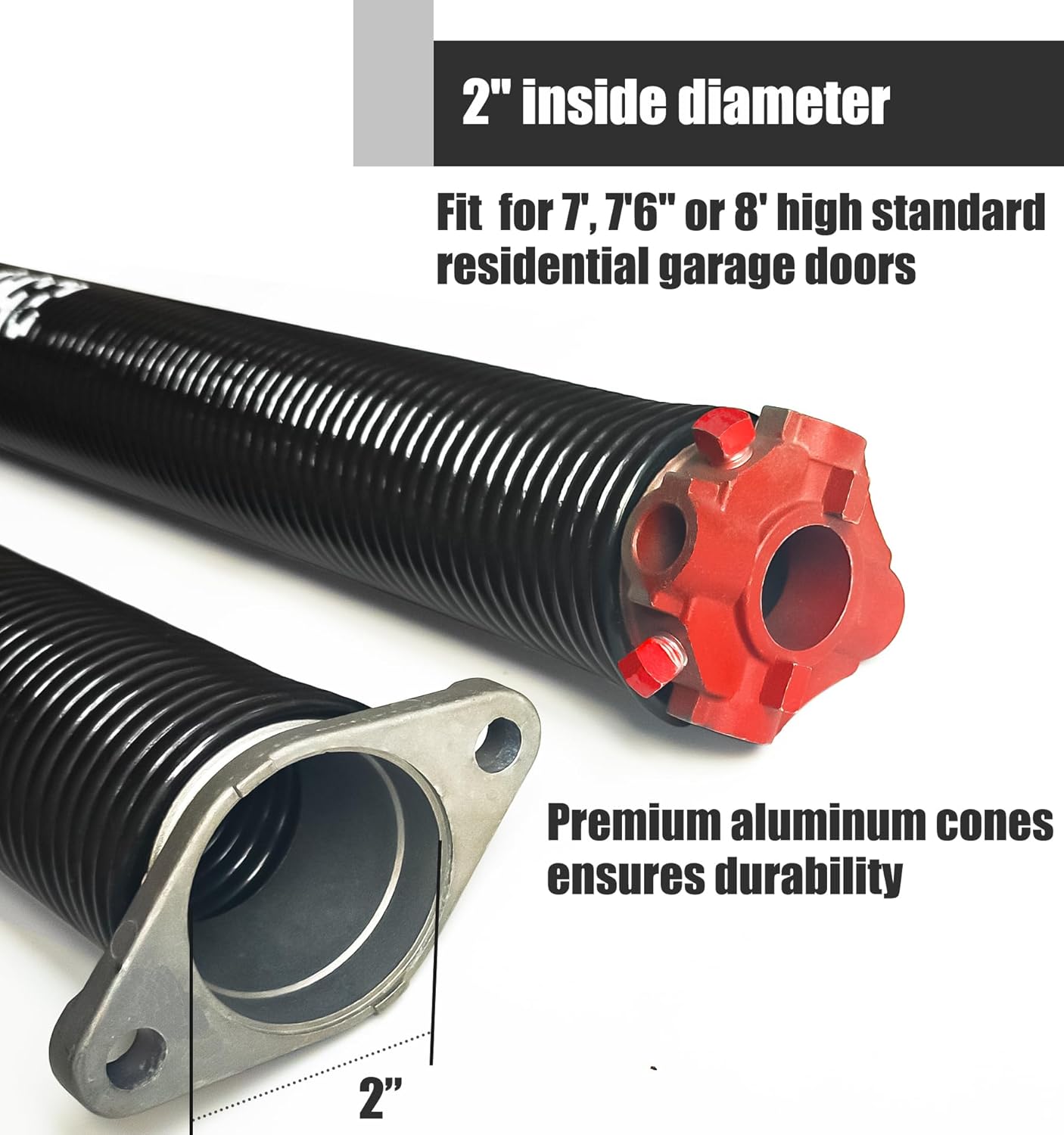 Garage Door Torsion Spring Set, Pair of 2" Electrophoresis Coated Garage Door Spring Replacement with 2 Non-Slip Winding Bars and Bearing, Minimum 16000 Cycles (.250x2x33")