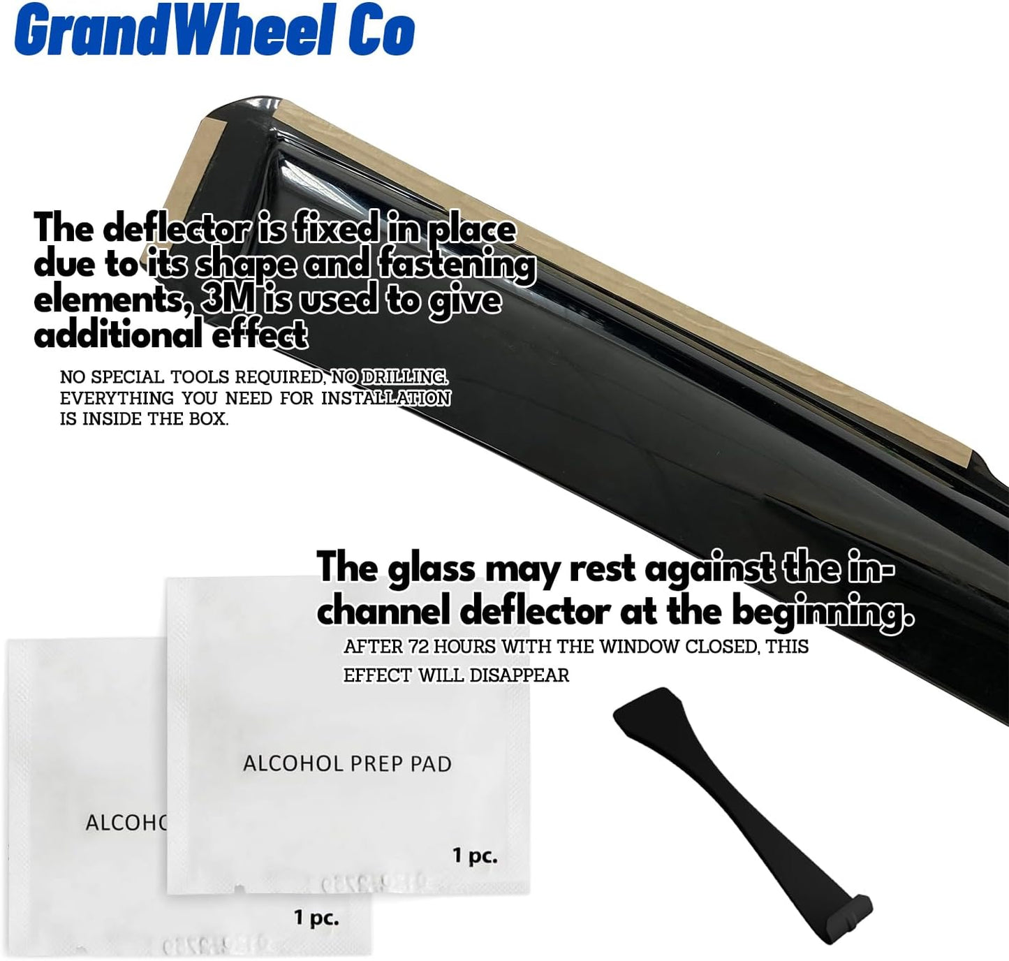 GrandWheel Co Smoke Tinted in-Channel Side Window Vent Visor Deflectors Rain Guards Compatible with Dodge Ram 1500 2019-2025 Quad Cab - 4pcs. GW0949
