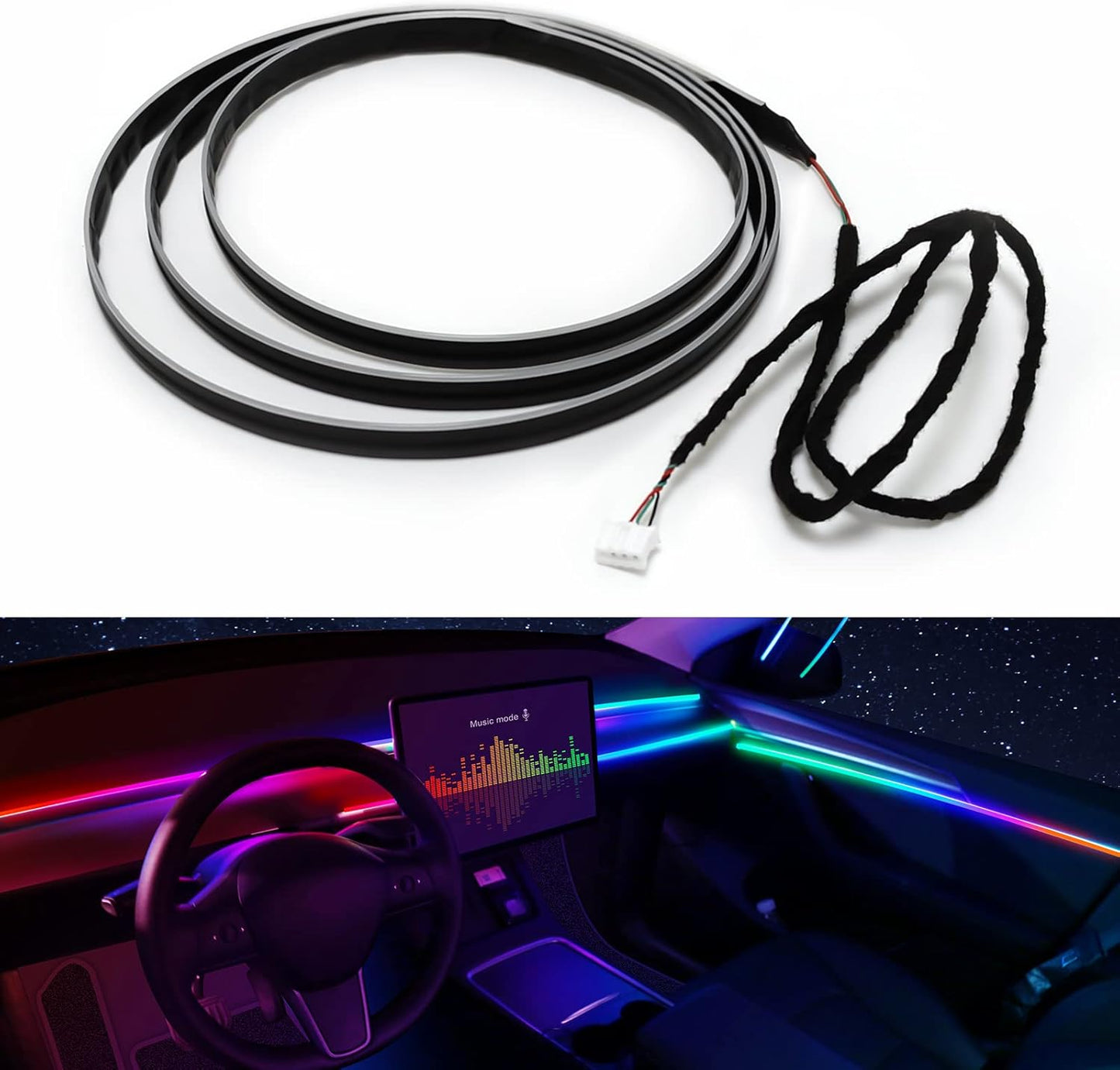 Dreamcolor Acrylic Interior Car LED Strip Light 43-inch, which fit for dreamcolor Main Controller Connects and sub-Controller kit (not Including), Not Applicable dreamcolor 5 in 1(Single Controller)