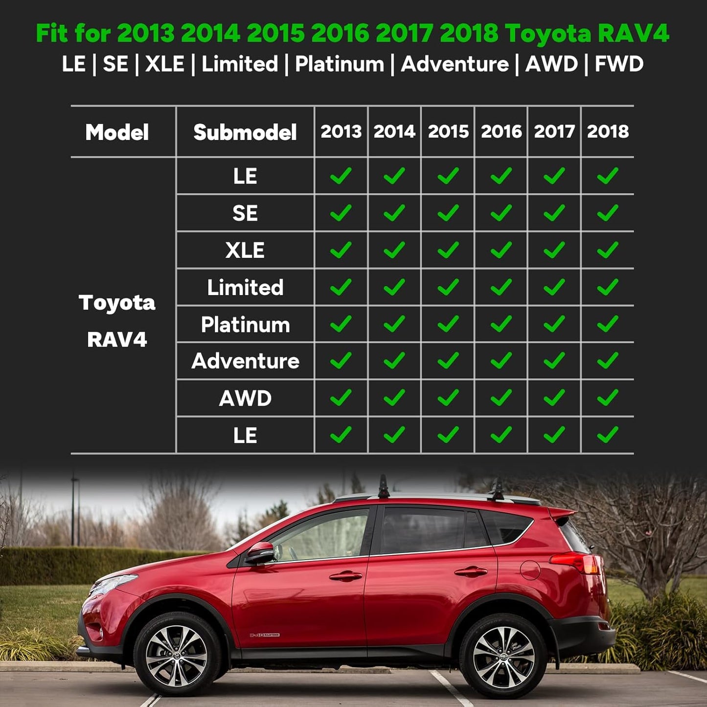 for Toyota RAV4 Floor Mats 2018 2017 2016 2015 2014 2013(Not for Hybrid or Prime),Car Mats for Toyota RAV4 All Weather Floor Mats Cargo Liner Accessories Rubber Car Mat 2013-2018