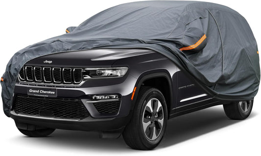 Premium Car Cover Custom Fit Jeep Grand Cherokee (2010-2025), 16 Layers Heavy Duty Car Cover Waterproof All Weather with Zipper Door for Sun Rain Snow Dust Uv Protection