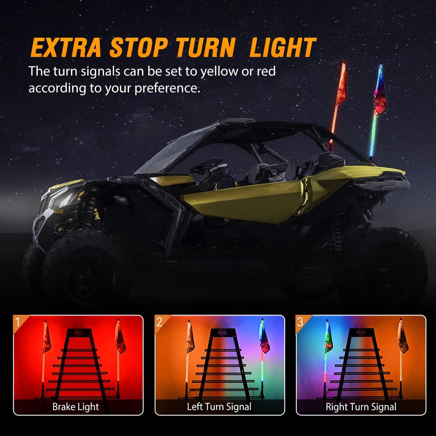 Nilight 2PCS 6FT RGB LED Whip Light with Spring Base Remote App Control w/DIY Chasing Patterns Turn Signal & Brake Lights for ATV UTV Polaris RZR Can-am Dune Buggy Jeep