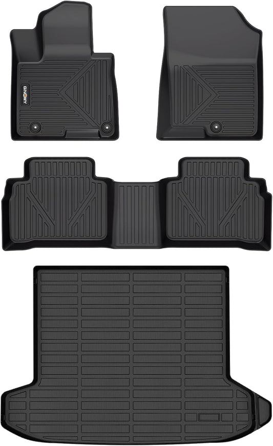 GINOWY-Floor Mats & Cargo Liner for Hyundai Tucson 2022-2024 2025 (Not for Hybrid) TPE All Weather 2023 Tucson Car Mats, Non-Slip Trunk Mat Waterproof Tucson Custom Fit Accessories Mats-Black