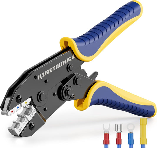haisstronica Crimping Tool for Insulated Electrical Wire Connectors-AWG 22-10 Ratchet Crimper Tools-Racheting Wire Crimping Tools-Available for Insulated Connectors and Wire Terminal HS-9327
