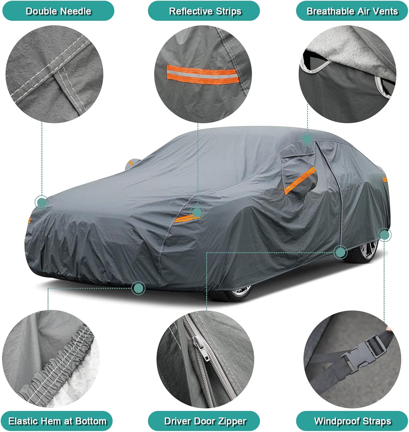 Premium Car Cover Custom Fit Mazda CX-5 CX5 (2012-2025), 16 Layers Heavy Duty Car Cover Waterproof All Weather with Zipper Door for Sun Rain Snow Dust Uv Protection
