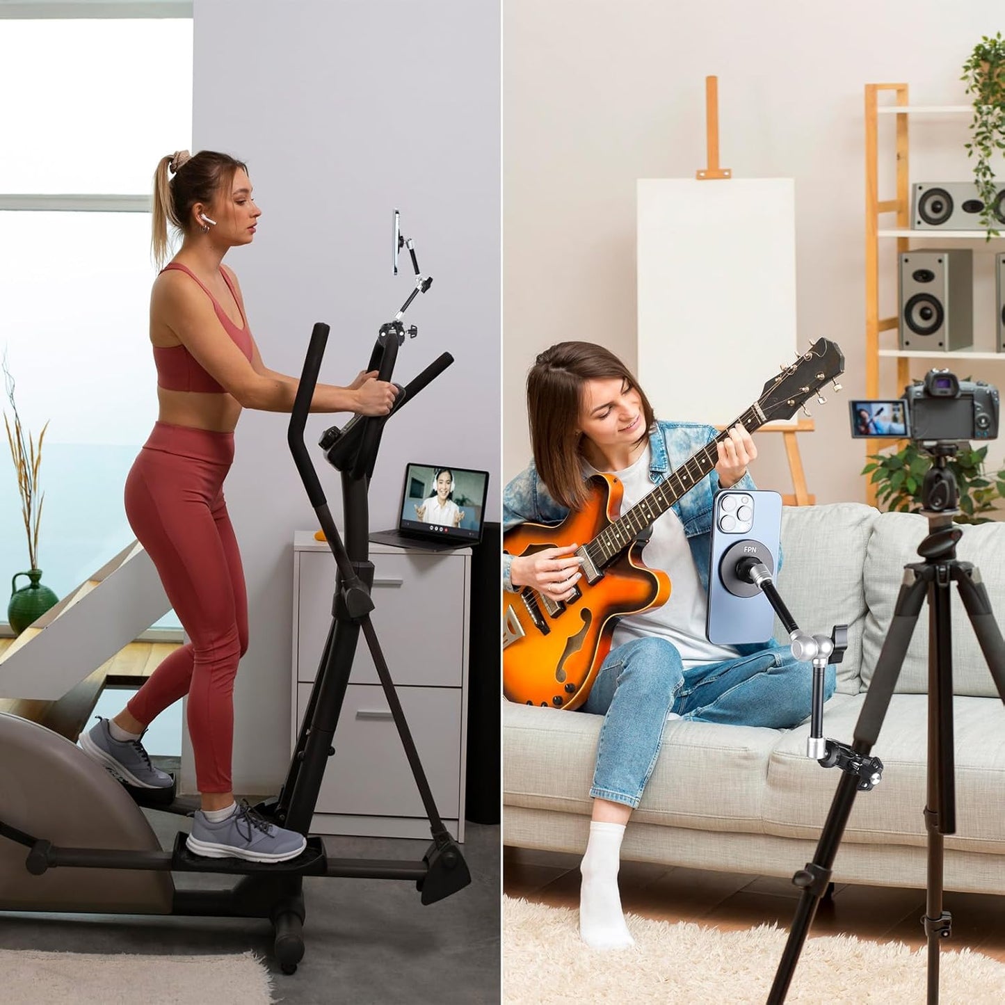 All-Metal Magnetic Phone Holder with Super Clamp&10″ Long Arm for Magsafe, Adjustable Rear View Mirror Phone Holder Mount for Car/Truck/Handlebar, Compatible with iPhone 16 15 14 13 12 Series