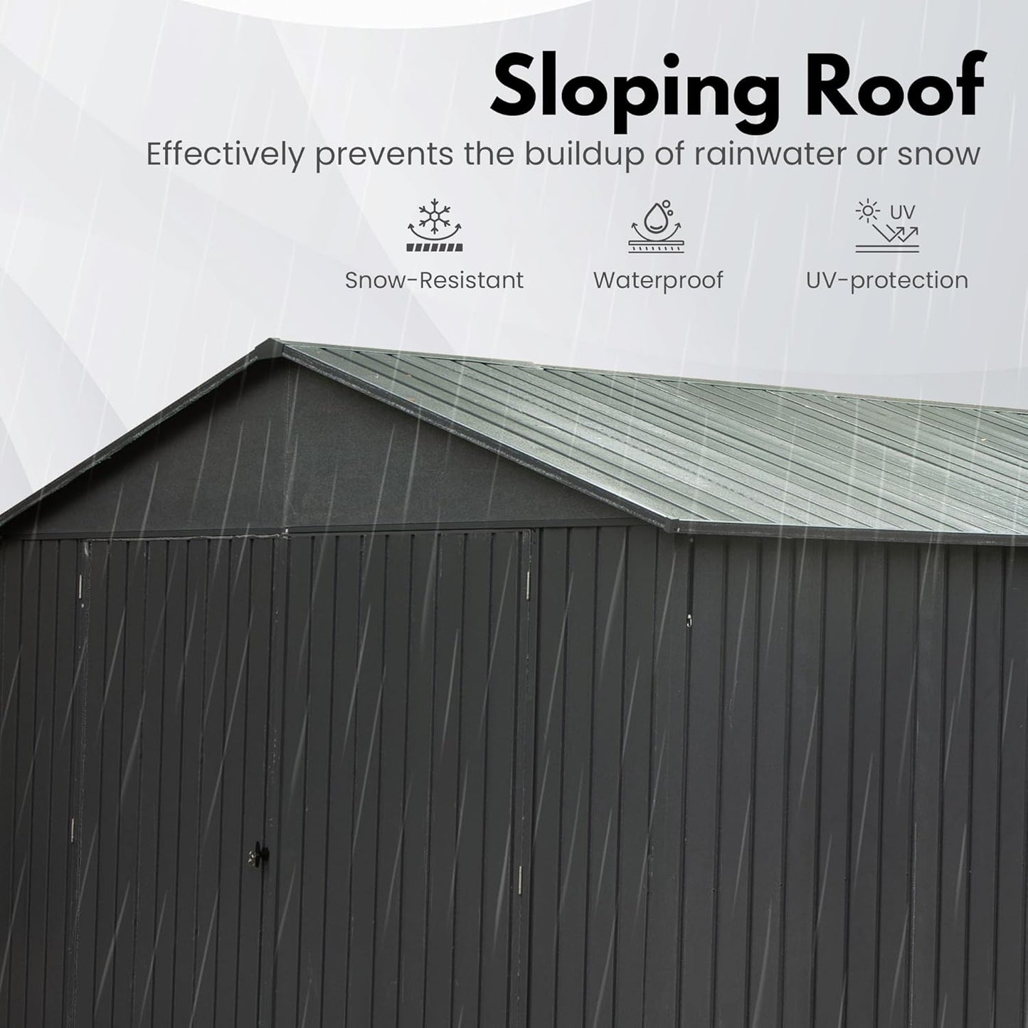 Domi 12'x25' Metal Garage Shed, Heavy Duty Outdoor Steel Carport with Lockable Double, Side Doors, 80MPH Wind and Snow Resistant Enclosed Storage for Cars, Trucks, Motorcycles, Tools, Dark Grey