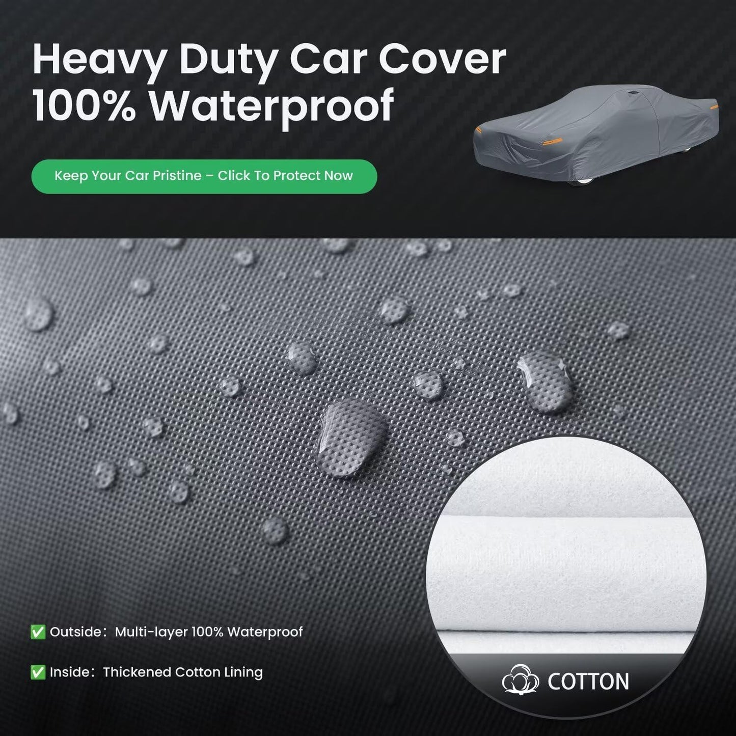 Waterproof Buick Lesabre(1986-2005) Car Cover with Breathable Vents, [2025 Upgrade] Premium Covers with Cotton Liner and Zipper Door, Sun Rain Snow Dust Uv Protection.(Gift with Towel)