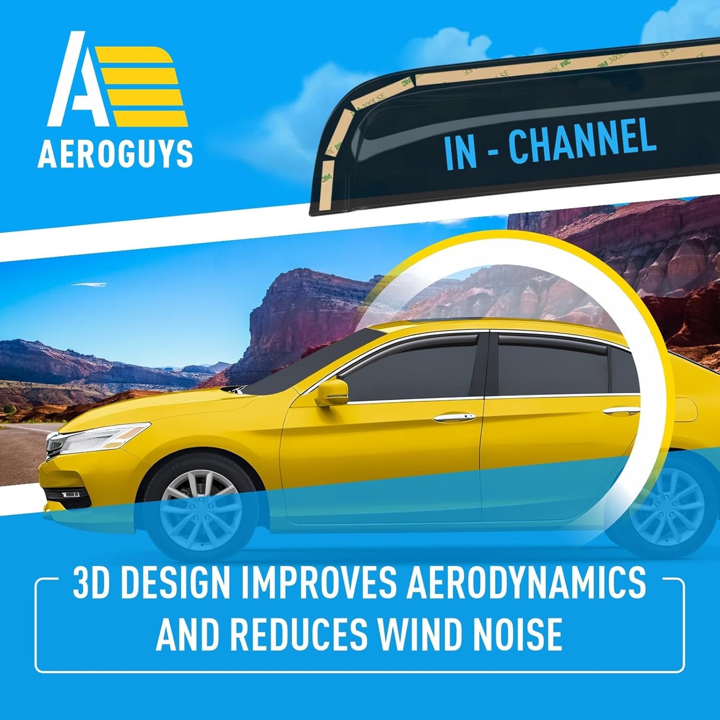 Extra Durable Window Deflectors in-Channel Window Visors Rain Guards Fit for Honda Accord 2013-2017 Sedan, Sun Visors, Wind Vent for Shades, Exterior Car Accessories - 4pcs. AG0749