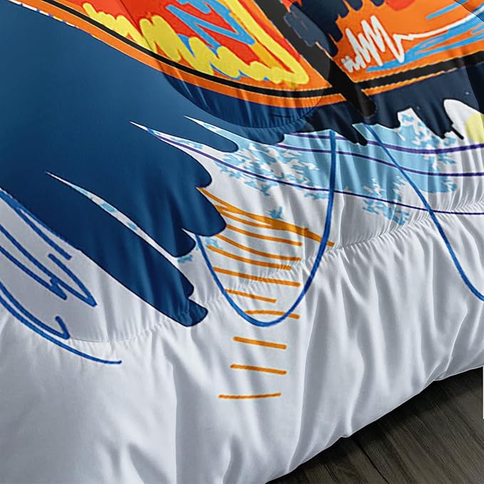 BSNTHO Basketball Comforter Set Boys Sports Bedding Set Twin Size for Kids Teens Hand Drawn Graffiti Style Comforter Design 3 Piece with 1 Comforter 2 Pillowcases