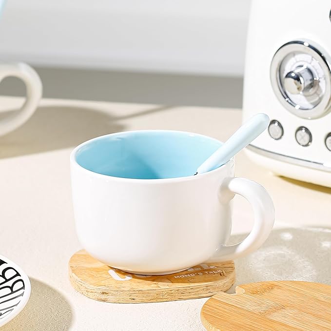 BigNoseDeer Whale Mug Cute Mugs with 3D Ceramic Whale Inside Kawaii Blue Whale Coffee Mug with Lid and Spoon Coffee Cups Tea Cups Cute Ctuff and Cute Gifts Birthday Gifts for Women 13.5oz