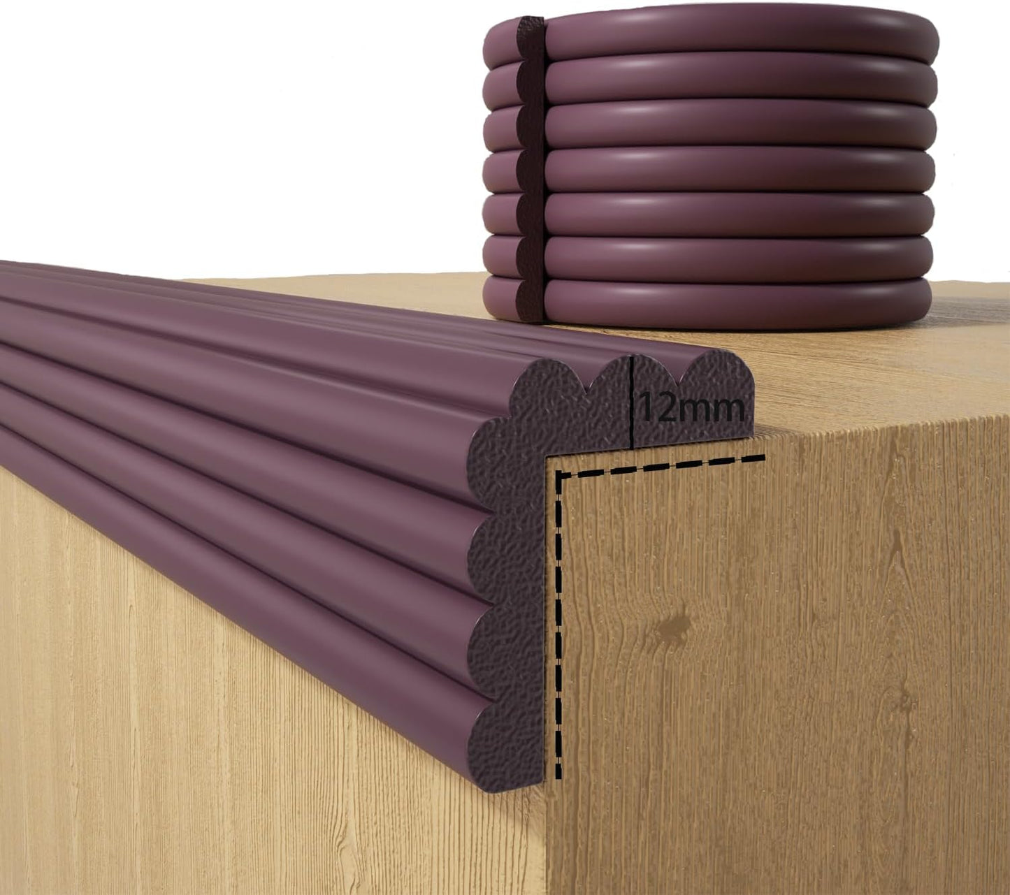 Baby Proofing Wall Corner Protector,Edge Guard Corner Protector,6.56ft Thinken Soft Corner Protectors Pre-Taped Soft Rubber Foam Edge Cushion for Furniture (Brown, 6.56Ft x 5.9" W x 0.47" Th)