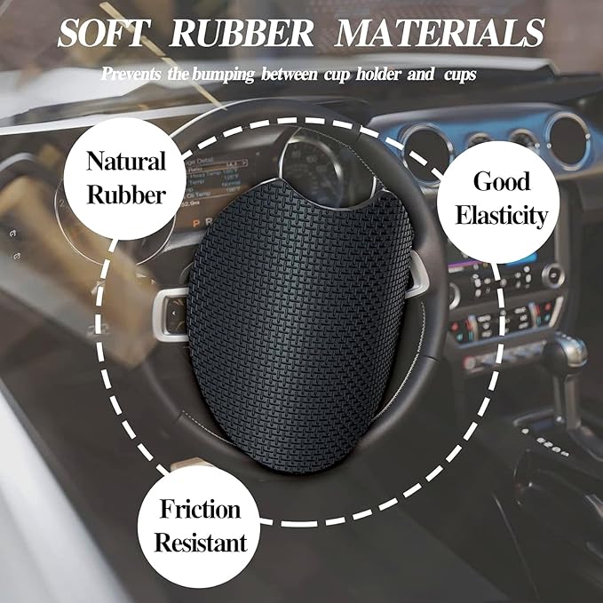 Car Coasters for Cup Holders,2 Pack Black and White Lattice Car Coasters,2.75" Universal Size Anti Slip Rubber Mat,Automotive Cup Holder Decal Decor Accessories,Gifts for Women,Men,Mom