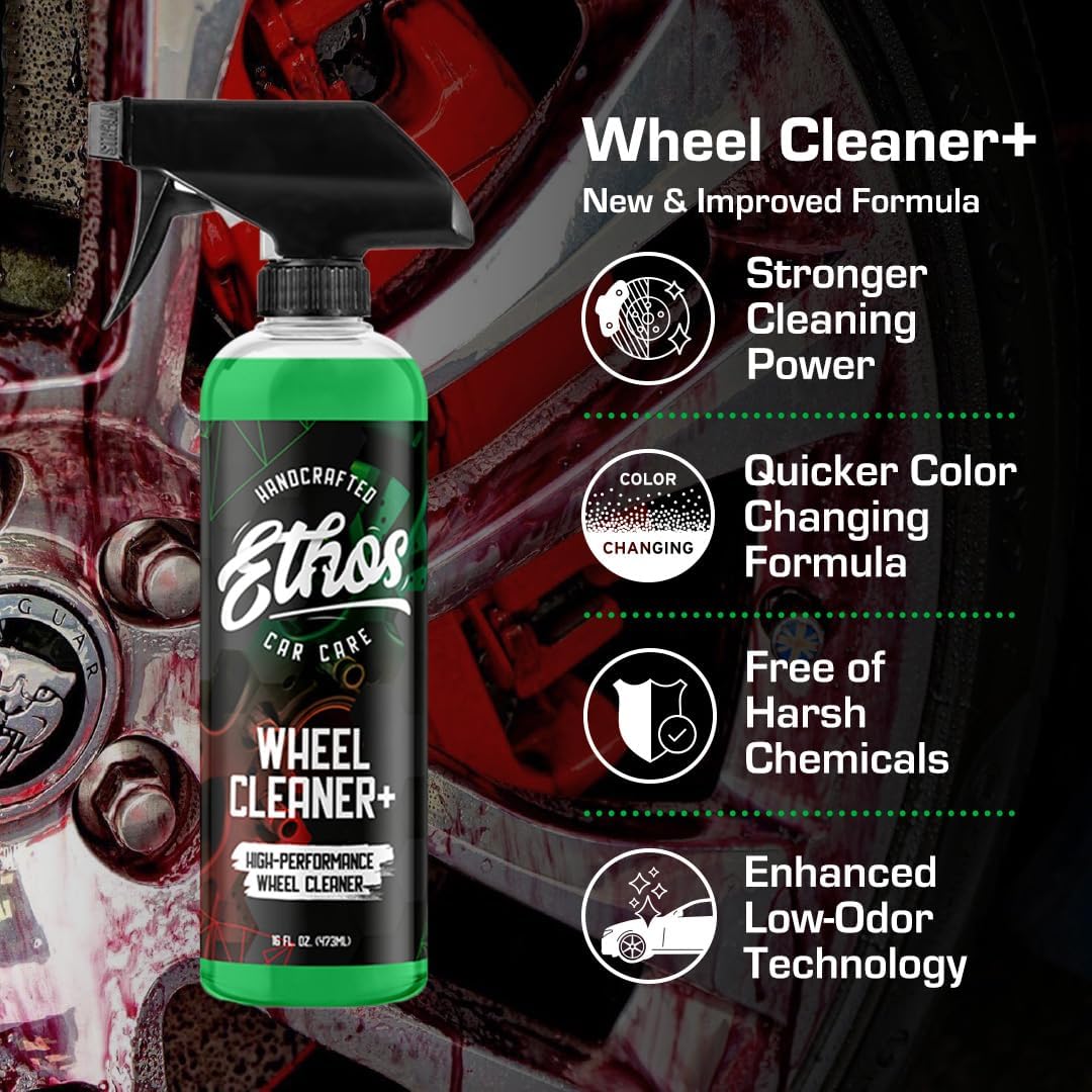 Ethos Wheel Cleaner Spray - Iron Remover Car Detailing - Rim Cleaner Spray Brake Dust, Iron Remover - Color Change Technology - Professional Strength Formula - Brake Dust Remover