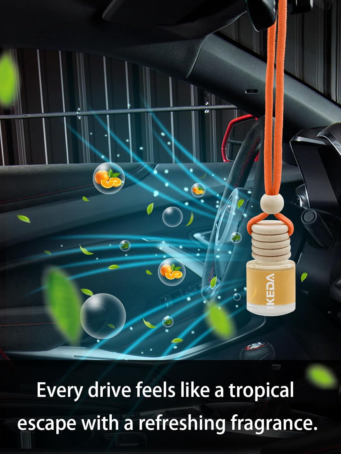 IKEDA Car Air Freshener, Car Fresheners for Men & Women, 45+Day Long Lasting Fragrance Hanging Air Fresheners Scents, with Clip, Perfect for Auto and Home,10ml, Citrus