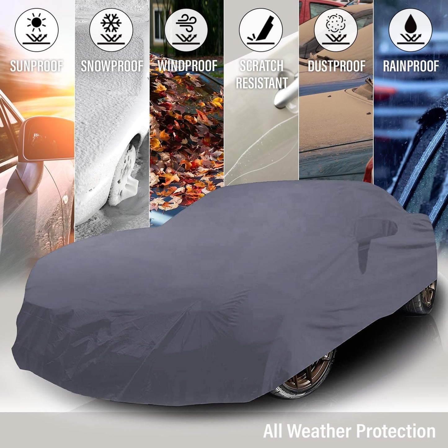 Supreme Full Car Cover – for Pontiac Grandville 1971-1975 Convertible 2-Door Semi Custom Fit Waterproof Full Coverage All Weather Windproof Dust Proof Indoor Outdoor Automobile