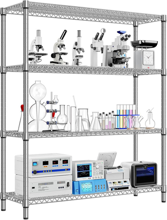 1760 LBs 4 Tier Storage Rack Metal Wire Shelving Unit, Storage Standing Shelf Organizer for Laundry Bathroom Kitchen Pantry Garage Utility Room, Chrome 17.7" D x 59.1" W x 70.4" H