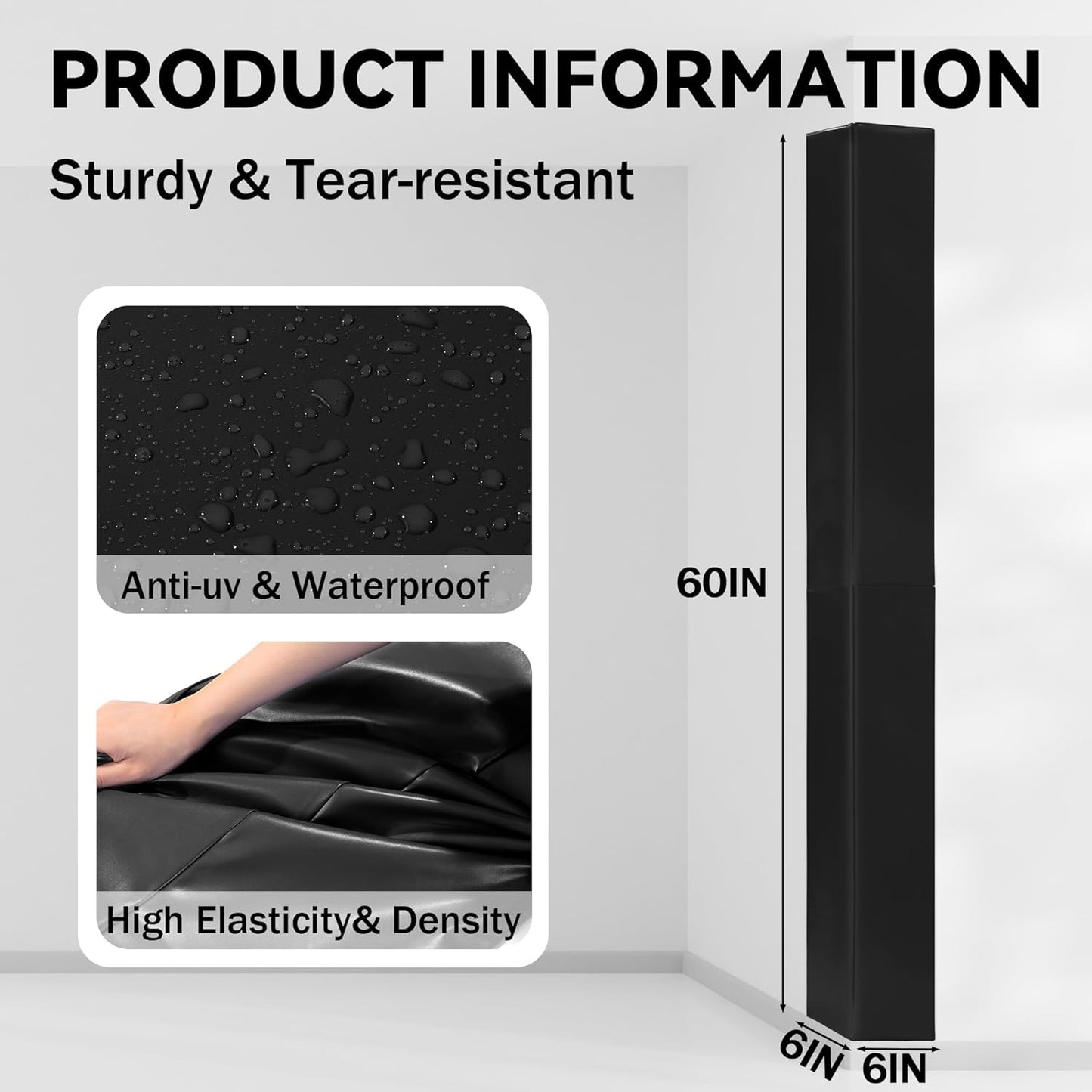 ROYALAY Wall Corner Guard, Heavy Duty Corner Protectors for Safety, Foam Basketball Court, Waterproof 2 Sides Corner Pad for Gyms, Basketball Court, Playrooms, Garages, Black