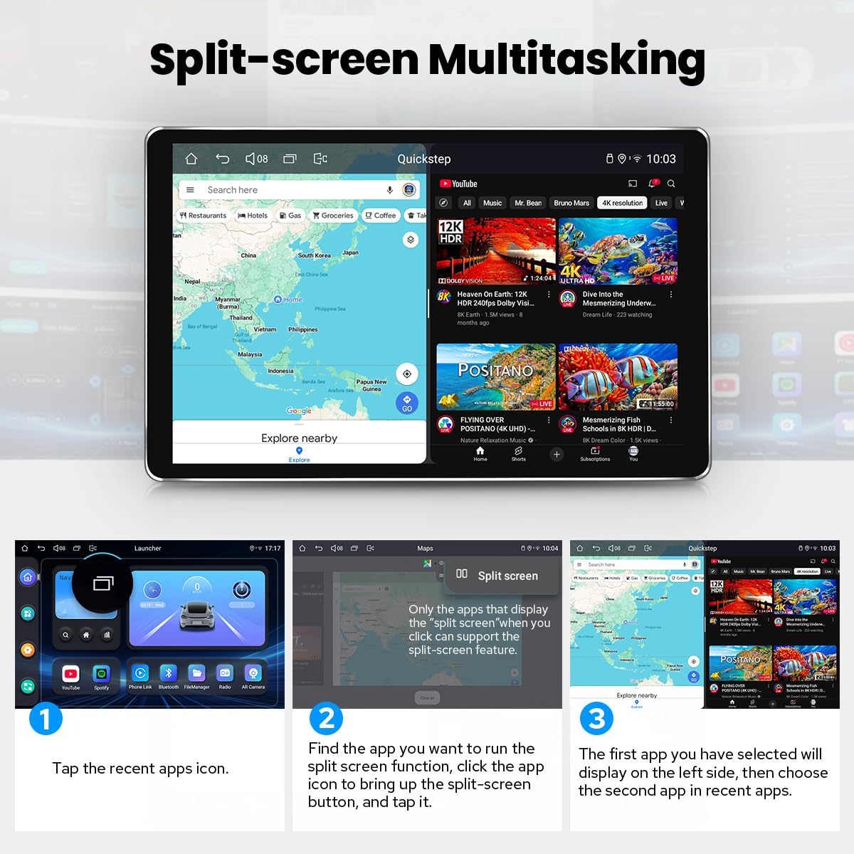 Joying Single Din Touchscreen Radio 10.1 Inch Car Stereo with Apple Carplay & Android Auto, 4GB+64GB Android 13 Head Unit with Mirror Link, AM/FM, Bluetooth, SWC, GPS(JY-UTS10N4)