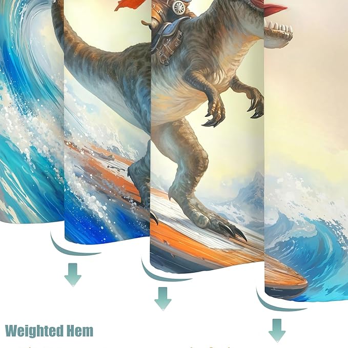 Yeoiat Cowboy Cat Shower Curtain Funny Shower Curtain Dinosaur Shower Curtains for Bathroom Fun Shower Curtain Set with 12 Hooks Dinosaur03 72×72 Inches
