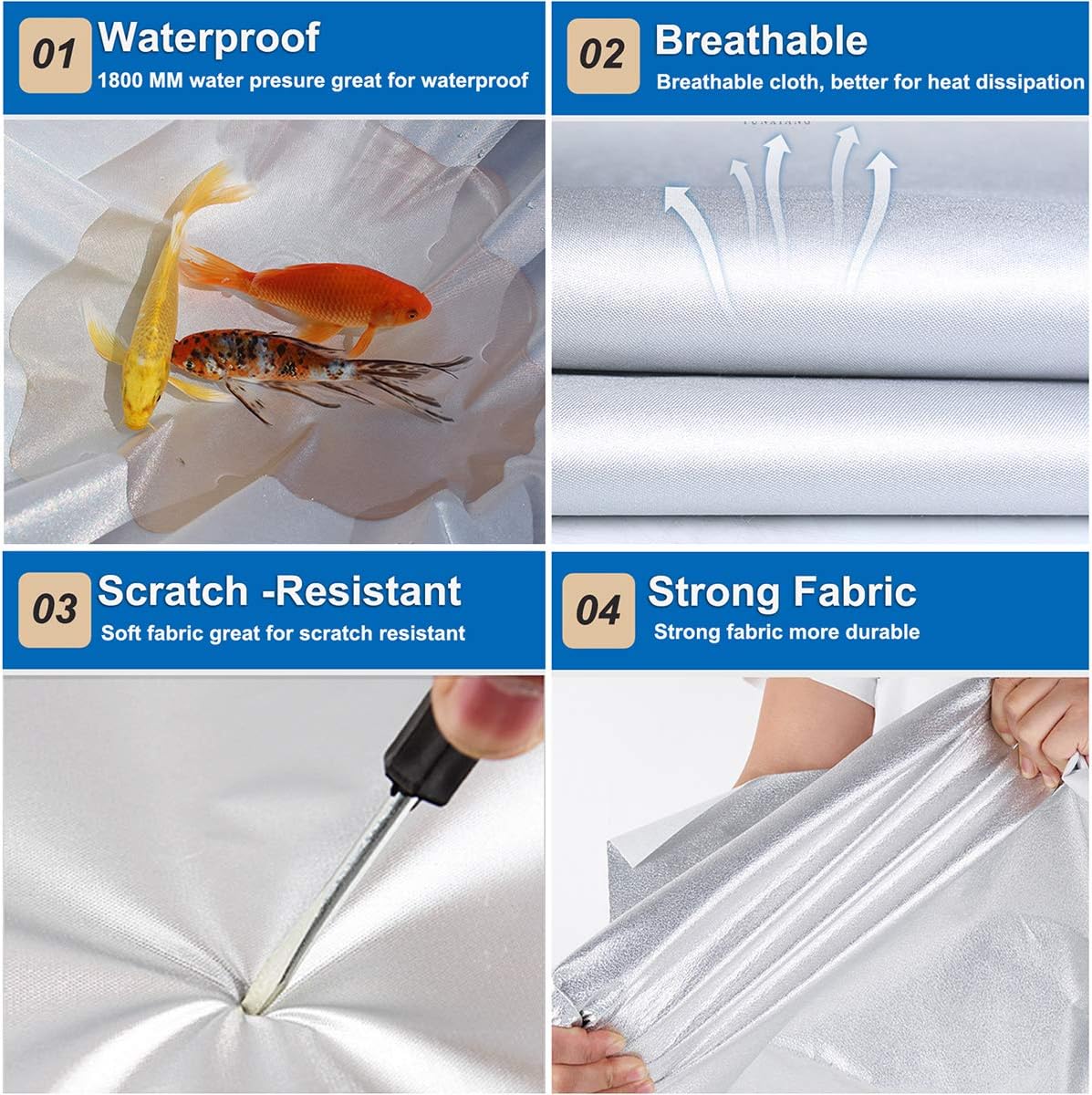 KouKou Oxford SUV Car Cover Waterproof All Weather for Automobiles with Zipper Door, Full Exterior Cover for Mazda CX-5, Subaru Forester, Crosstrek, Jeep Cherokee, Compass, etc.(up to 181 inch)