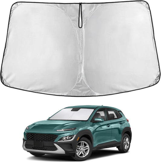for Hyundai Kona 2018-2025 Windshield Sunshade - EcoNour 240T Polyester Material Cars Sun Visor Reflector Blocks UV Rays - Foldable Sunshade Interior Protection Hyundai Kona Accessories