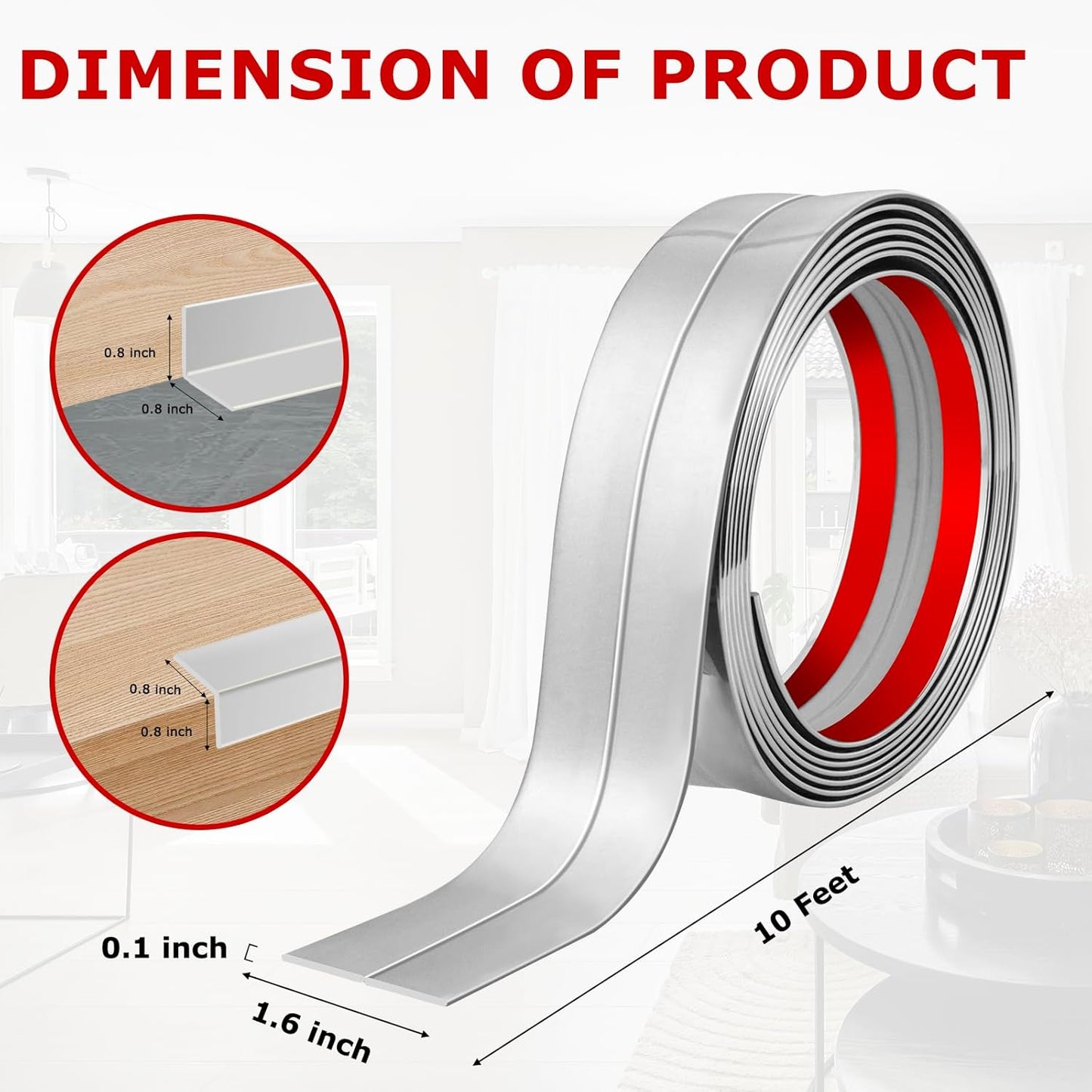 Flexible Wall Corner Protector Moulding Trim Peel and Stick Wall Corner Guards Edge Protector Self Adhesive Molding Trim Strip for Edge Ceiling (Silver, 1.6 in x 10 Ft)