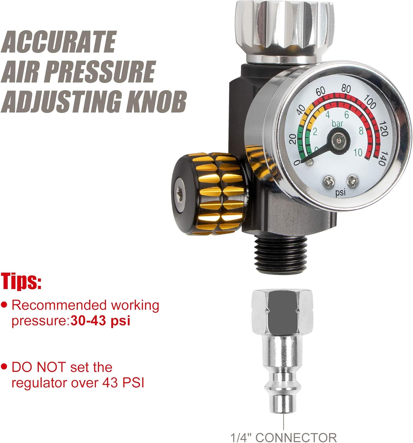 BEETRO HVLP Air Spray Gun, 1000ml Capacity 14.3CFM 29-32psi 1.4mm/1.8mm Nozzles Stainless Steel with Type 2 Adapter Air Control Valve and Filter Professional Gravity Feed Sprayer Automotive