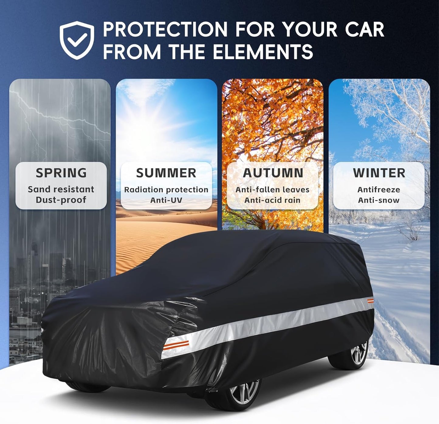 10 Layers SUV Car Cover Custom Fit for Chevrolet Chevy Traverse (2009-2024) Waterproof All Weather for Automobiles, Outdoor Full Cover Sun UV Rain Protection with Cotton.Black