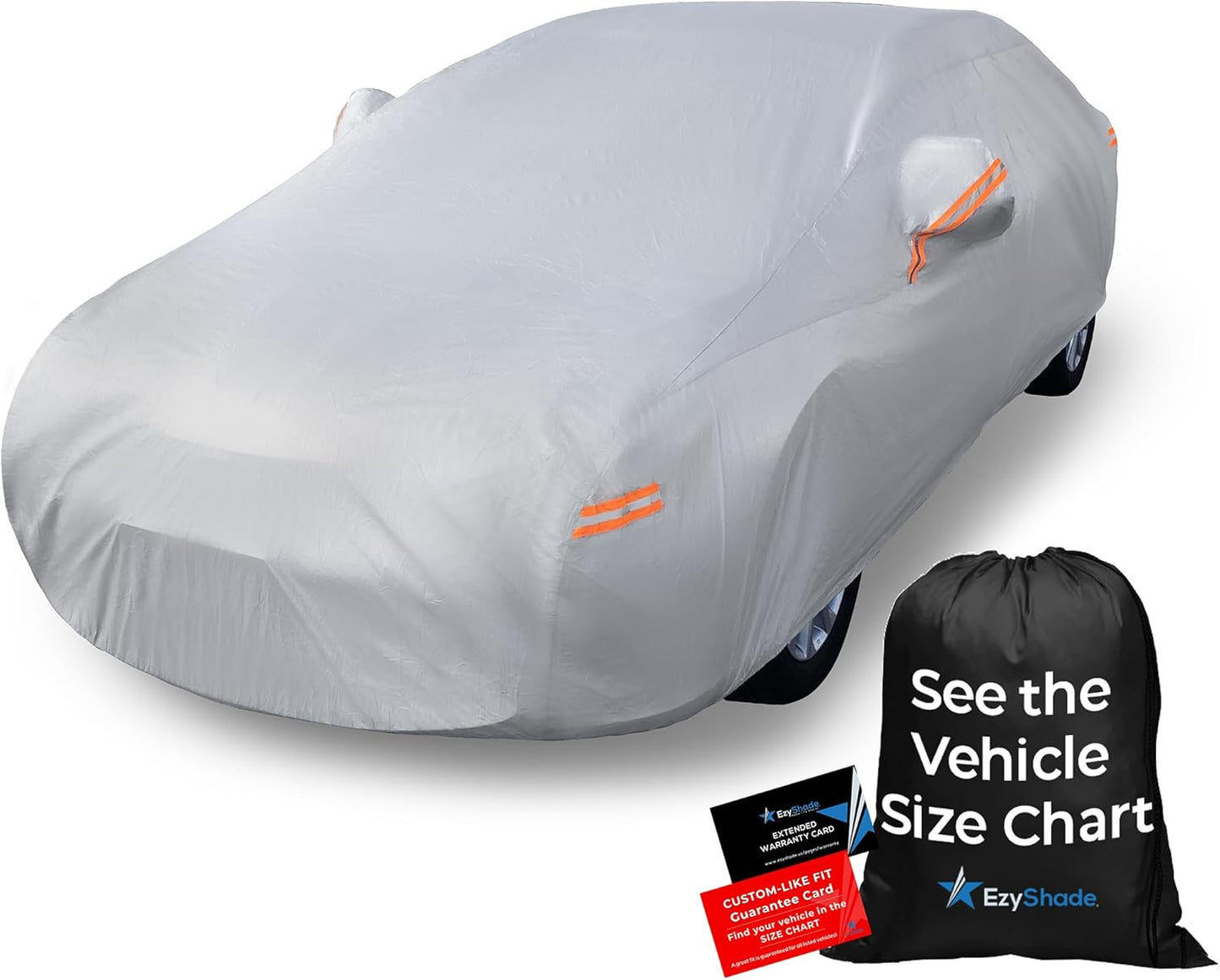 EzyShade 10-Layer Car Cover Waterproof All Weather. See Vehicle Size-Chart for Accurate Fit. Outdoor Full Exterior Covers for Automobiles Sedan Hatch SUV Rain Sun Protection. Size A2 (See SizeChart)