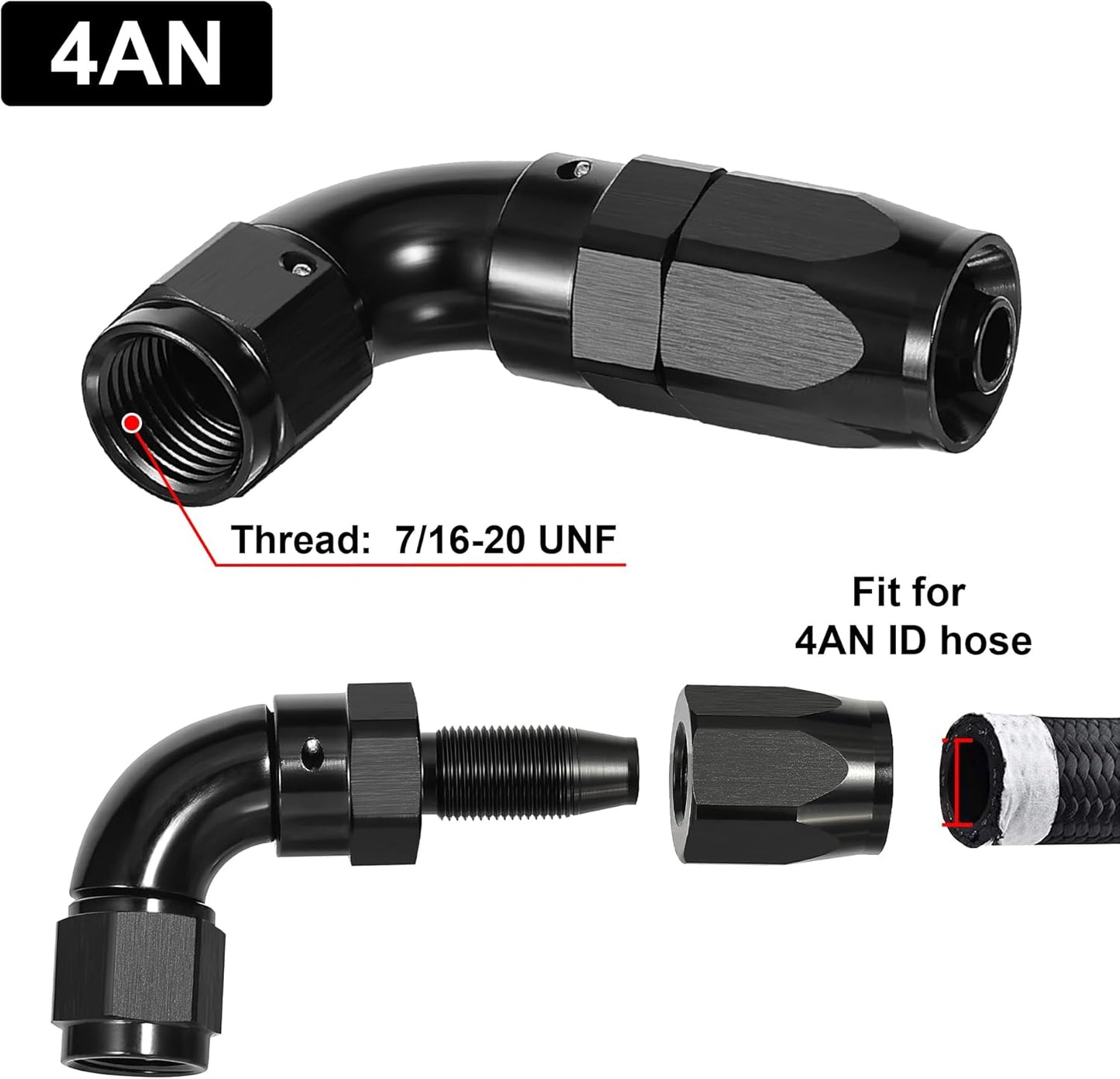 EVIL ENERGY 4AN 90 Degree One Piece Full Flow Hose End Fitting Swivel For CPE Braided Hose
