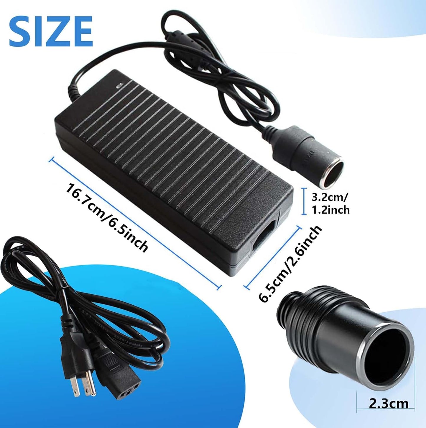 15A 180W 110V to 12V Converter AC to DC Converter 120 to 12 Volt Converter Car Cigarette Lighter Socket Adapter AC/DC Power Supply Adapter for Tire Inflator Car Refrigerator and Other Car Devices