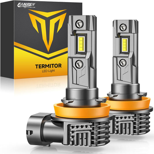 FAHREN H11/H8/H16 LED Fog Light Bulbs, 800% Brightness Upgraded 6500K Cool White Light,60000HRS Lifespan H8 H16 Replacement Fog Bulbs Non-polarity, Play and Plug, Pack of 2