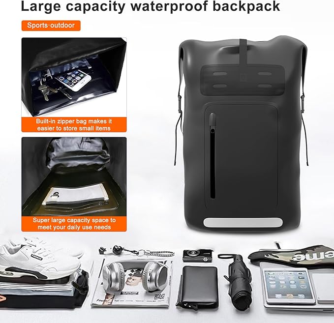 Waterproof Backpack，Heavy Duty Hiking Backpack，35/55/85L dry bag backpack waterproof for Men，Roll-Top Closure，for Kayaking, Travel, Hiking, Fishing, Camping, Motorcycles (yellow, 85L)