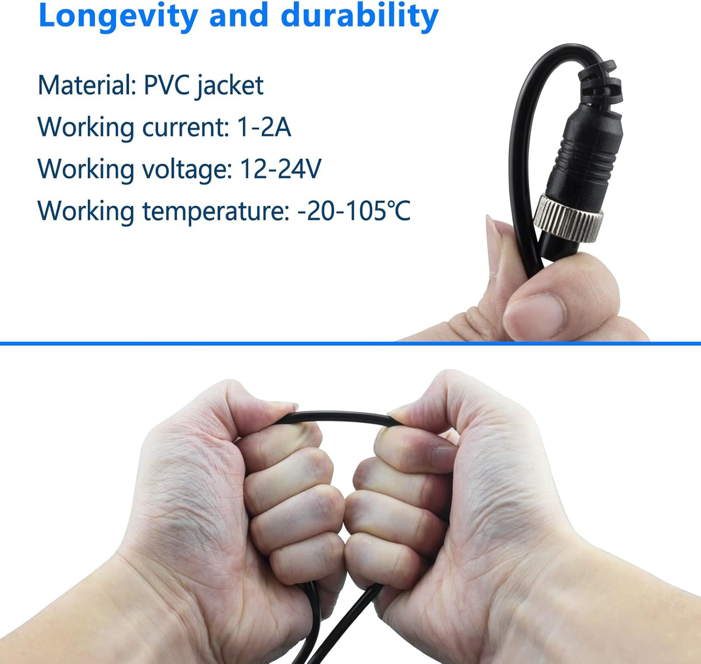 4 Pin Camera Cable with Corrugation Tube Cover, Car 4Pin Aviation Video Extension CableCCTV Rearview Camera Truck Trailer Camper Bus Motorhome Vehicle Backup Monitor System 16.5Ft/5M