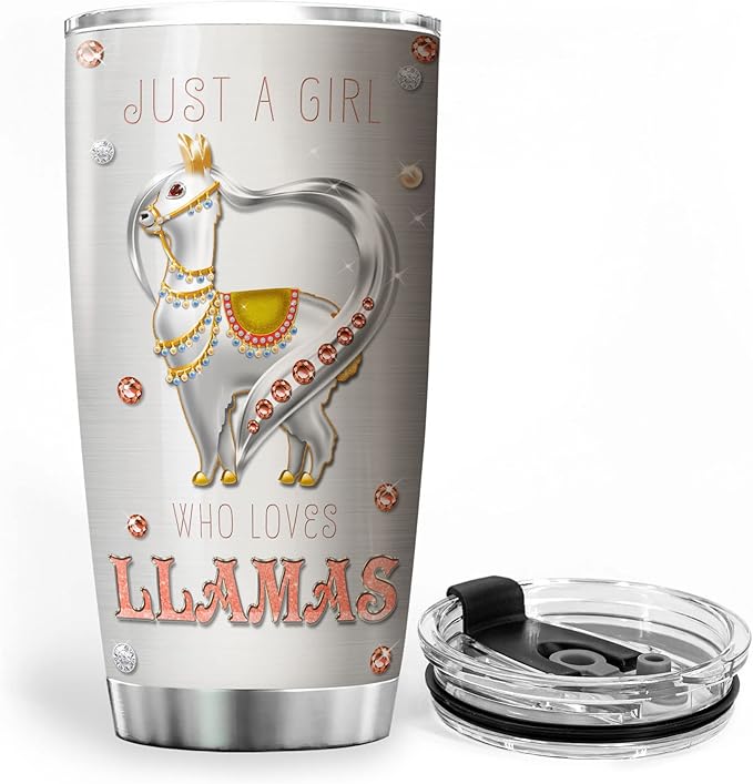 ZOXIX Cute Llama Insulated Tumbler 20oz Jewelry Style Just A Girl Who Loves Llamas Mug Animal Print Cup With Lid Stainless Steel Tumblers Birthday Gifts For Women Who Love Animals