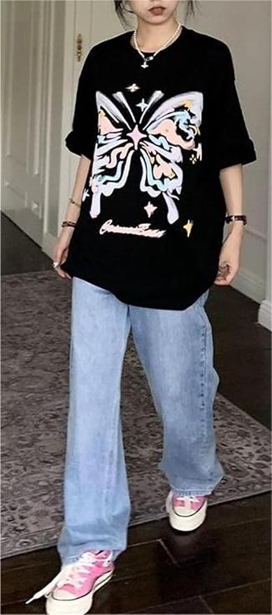 Y2k Graphic Print Tees Vintage Stamp Tee Coastal Clothes Oversized Aesthetic Tops Cute Tshirt