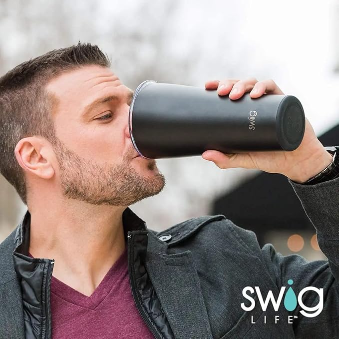 Swig Life 22oz Insulated Tumbler, Travel Coffee Tumbler with Lid, Cup Holder Friendly Travel Coffee Mug, Stainless Steel Thermos (Cool Cat)