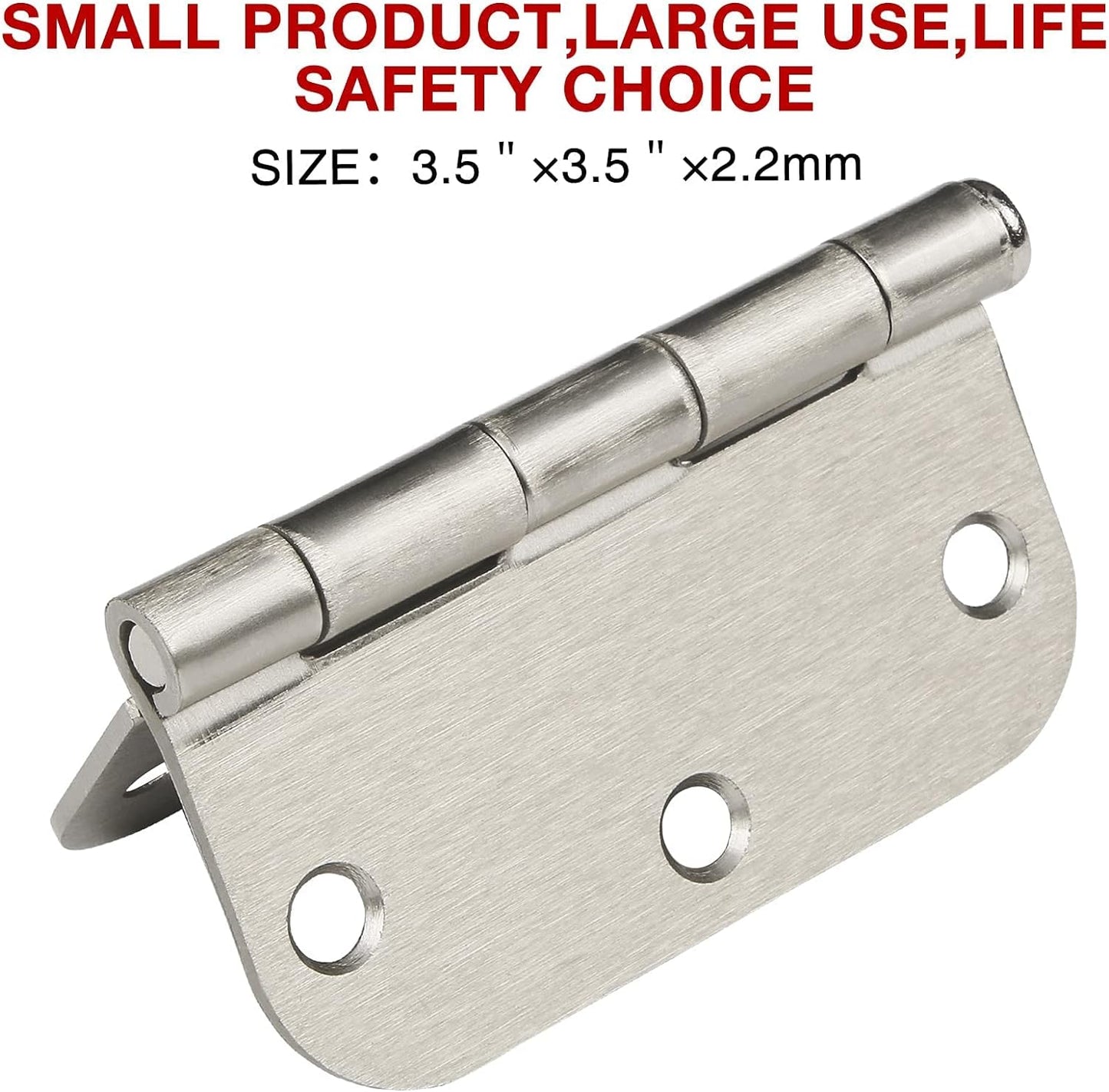 18 Pack Interior Satin Nickel Door Hinges Brushed 3.5 Inch x 1/2" Rounded 5/8 Radius for Doors 3 ½ Inch Heavy Duty Steel Iron Hardware Fittings House Villa Cando Loft Room Ironmongery Sliver Hinge