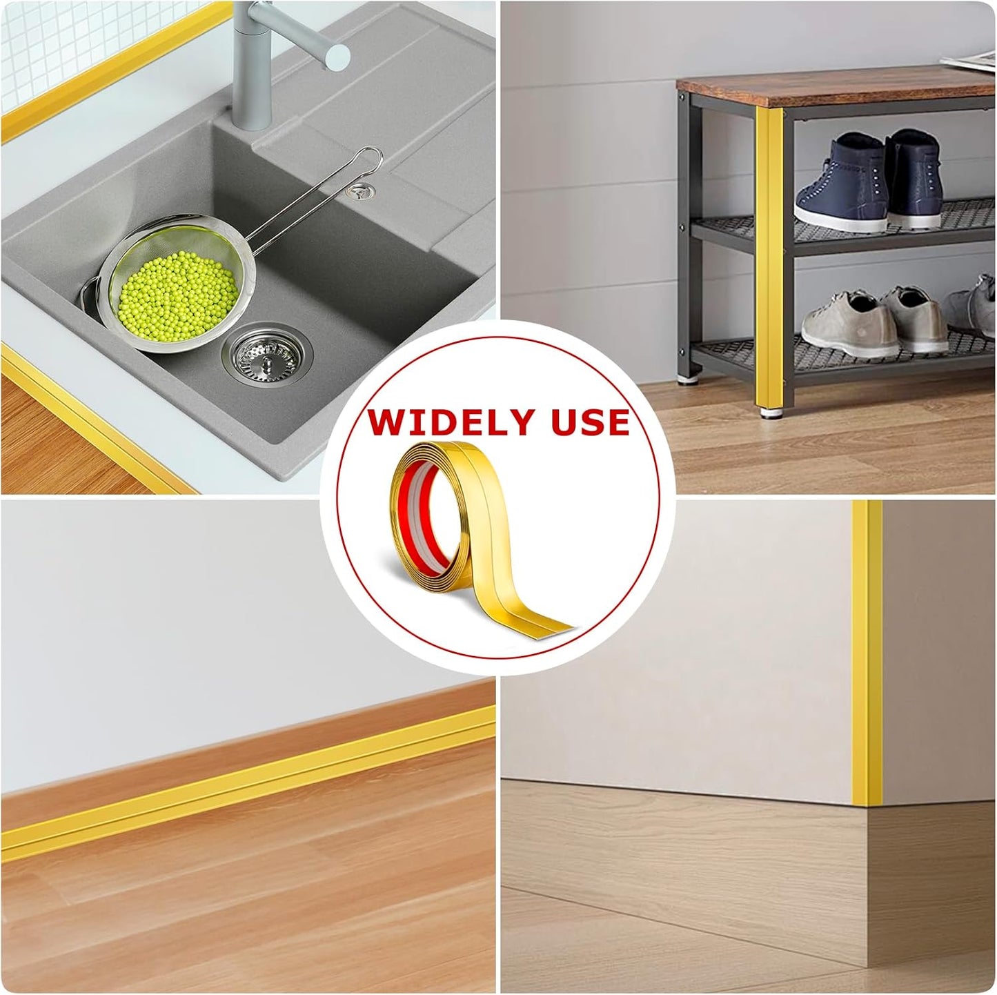 Flexible Peel and Stick Wall Trim - Corner Guards, Edge Protector, Molding Strip for Wall Edges (Gold, 2.4 in x 40 Ft)