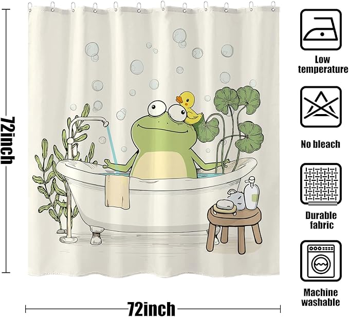 Yeoiat Frog Shower Curtain Funny Shower Curtain Funny Decorative Shower Curtains for Bathroom Cute Shower Curtain Set with 12 Hooks Frog01 72×72 Inches