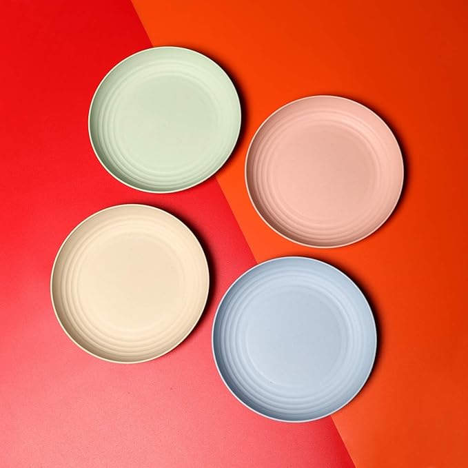 WANBY Lightweight Wheat Straw Plates Unbreakable Dinner Dishes Plates Set Non-Toxin Dishwasher & Microwave Safe BPA Free and Healthy (Extra Large 8 Pack 10')