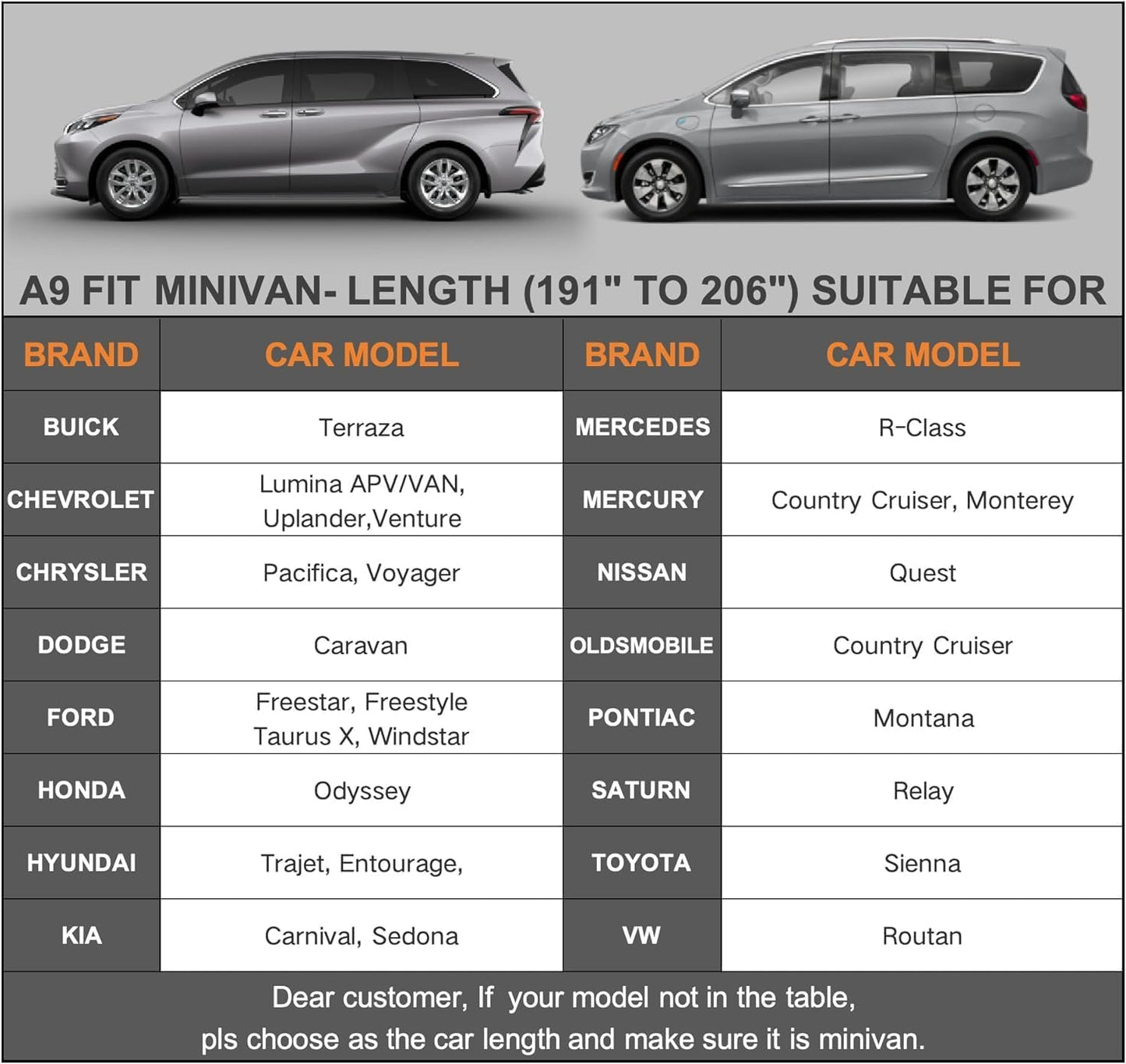 Kayme 6 Layers Minivan Car Cover Waterproof All Weather for Automobiles, Outdoor Full Cover with Zipper, Universal Fit for Pacifica, Grand Caravan, Honda Odyssey, Sienna, Station Wagon(191-206 inch)