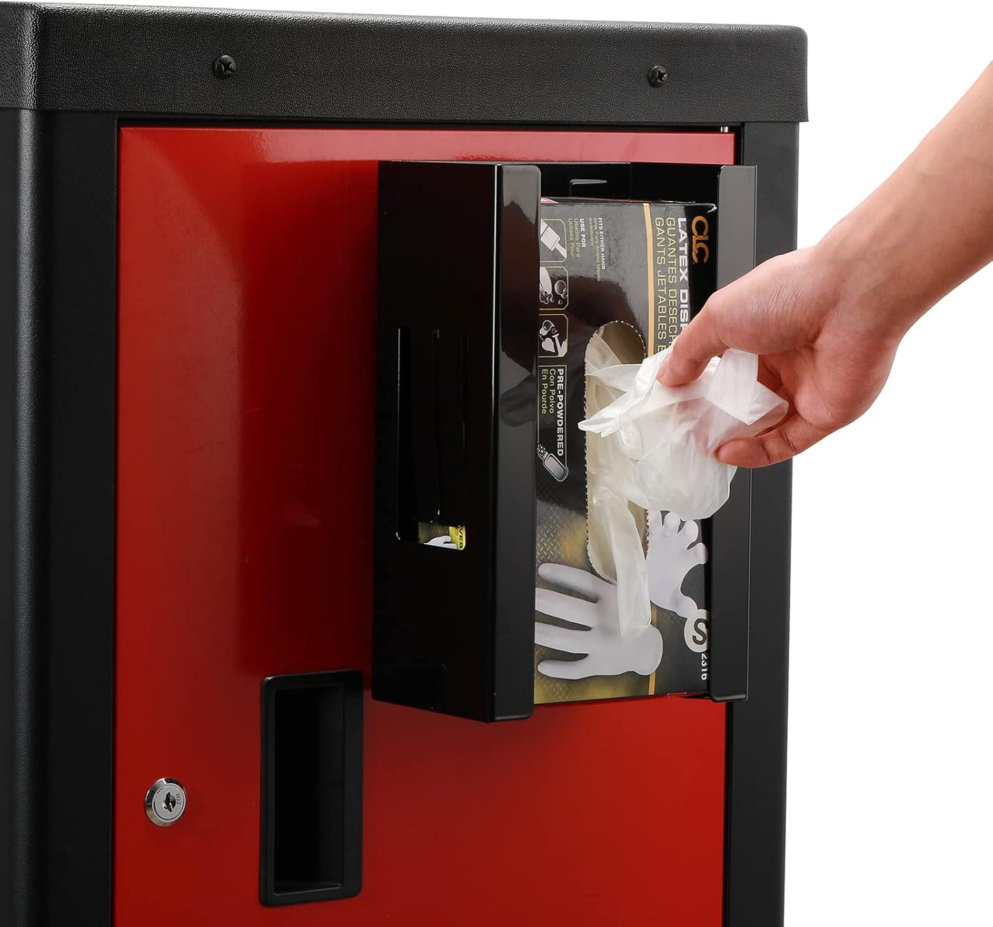 EMENTOL Magnetic Glove/Tissue Dispenser Holder Set, Black Glove Dispenser Wall Mount, Mount onto Tool Box or in Workshops