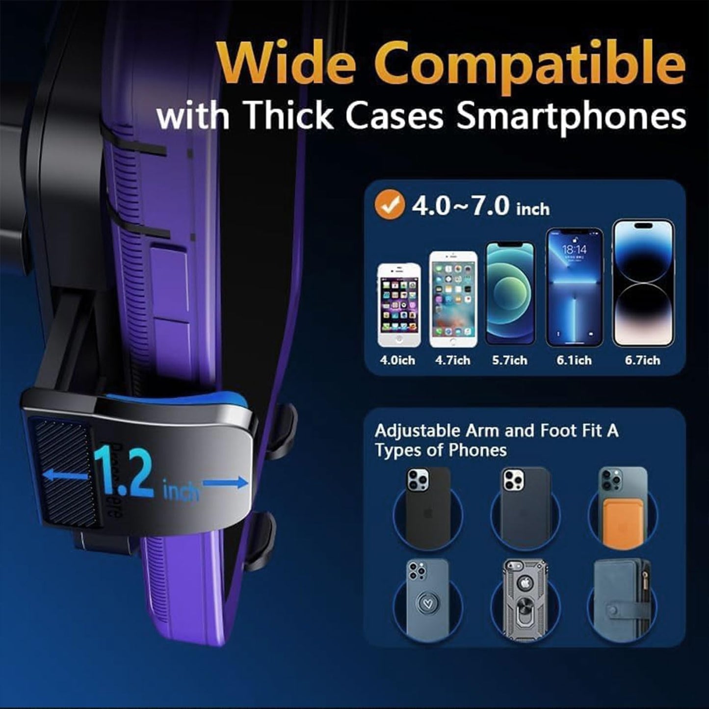 Car Phone Holder Vent [Thick Cases Friendly] Phone Mount for Car Air Vent 360° Rotate Hands Free Cell Phone Holder for Car Automobile Cradle for All iPhone Android Smartphone