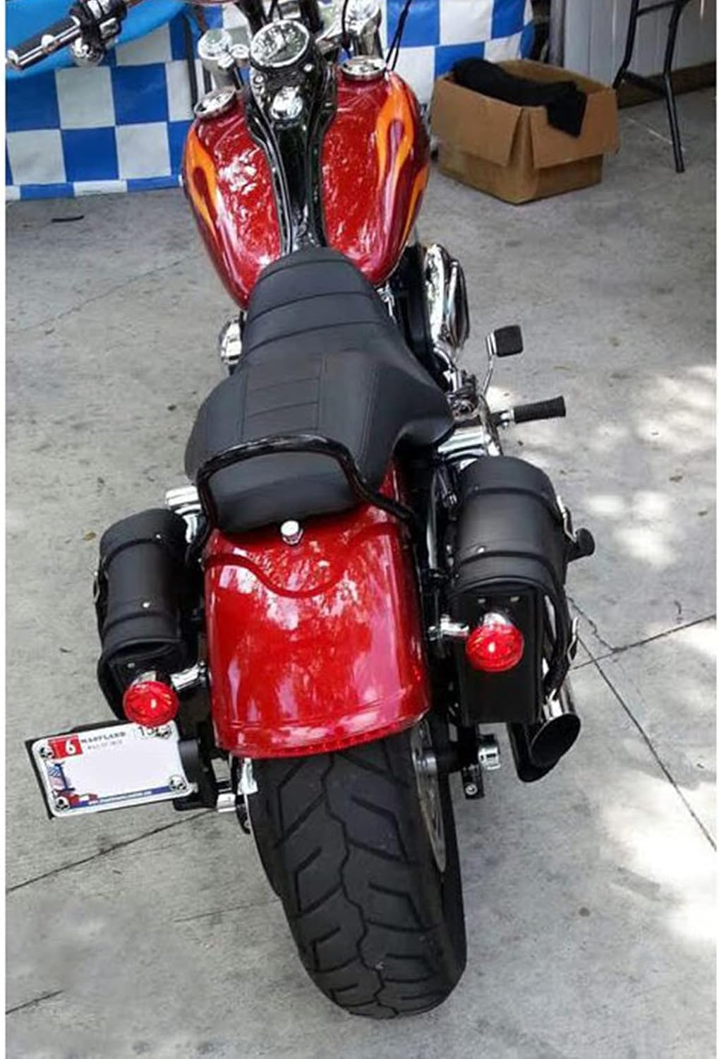 GARGOYLE BELLS Premium Naked Leather Swing Arm Bag For Motorcycle Left Side Solo Bags Saddle Bags For Softails Choppers (Style-1, Black)