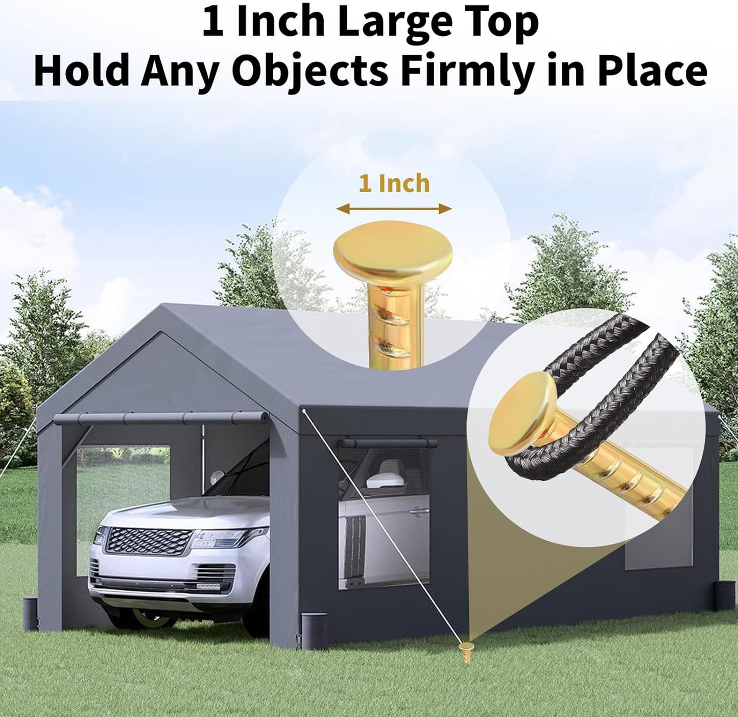 16 Inch Rebar Stakes 1/2 Inch Diameter Galvanized Steel Ground Anchors Heavy Duty Anchoring Spikes for Speed Bump, Parking Curb and Tent (10 Pack)