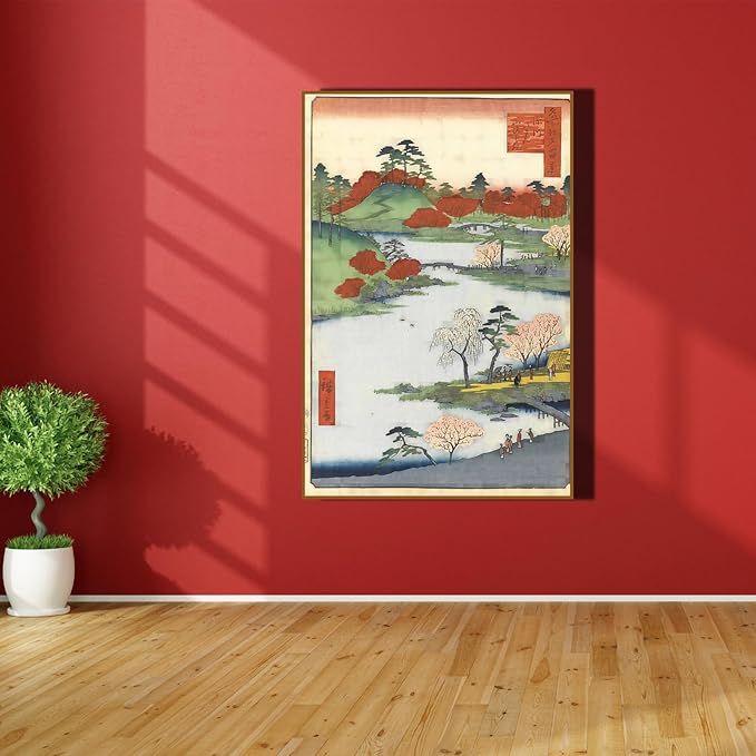 Utagawa Hiroshige Canvas Wall Art - Open Garden At Fukagawa Wall Decor - Asian Landscape Painting - Traditional Japanese Landscape - Girls Room Decor - Unframed