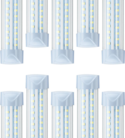 10 Pack 8FT T8 LED Shop Lights, 120W Integrated Tube Light, 19200LM 6000-6500K Daylight, Linkable Lighting, Plug & Play Energy-Saving Commercial Bay Lighting Garage Warehouse Basement (V4)